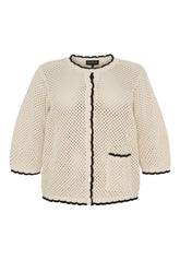 NO. 1 BY OX Elegant cardigan Cardigans Off White w Black