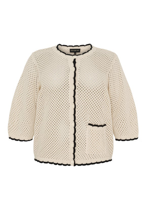 NO. 1 BY OX Elegant cardigan Cardigans Off White w Black