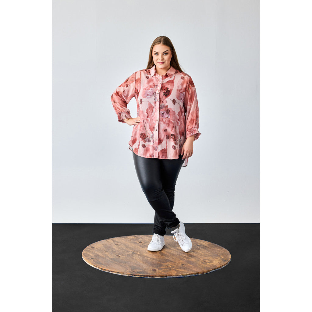 NO. 1 BY OX Elegant chiffon skjorte Skjorter Watercolor Pink w gold foil