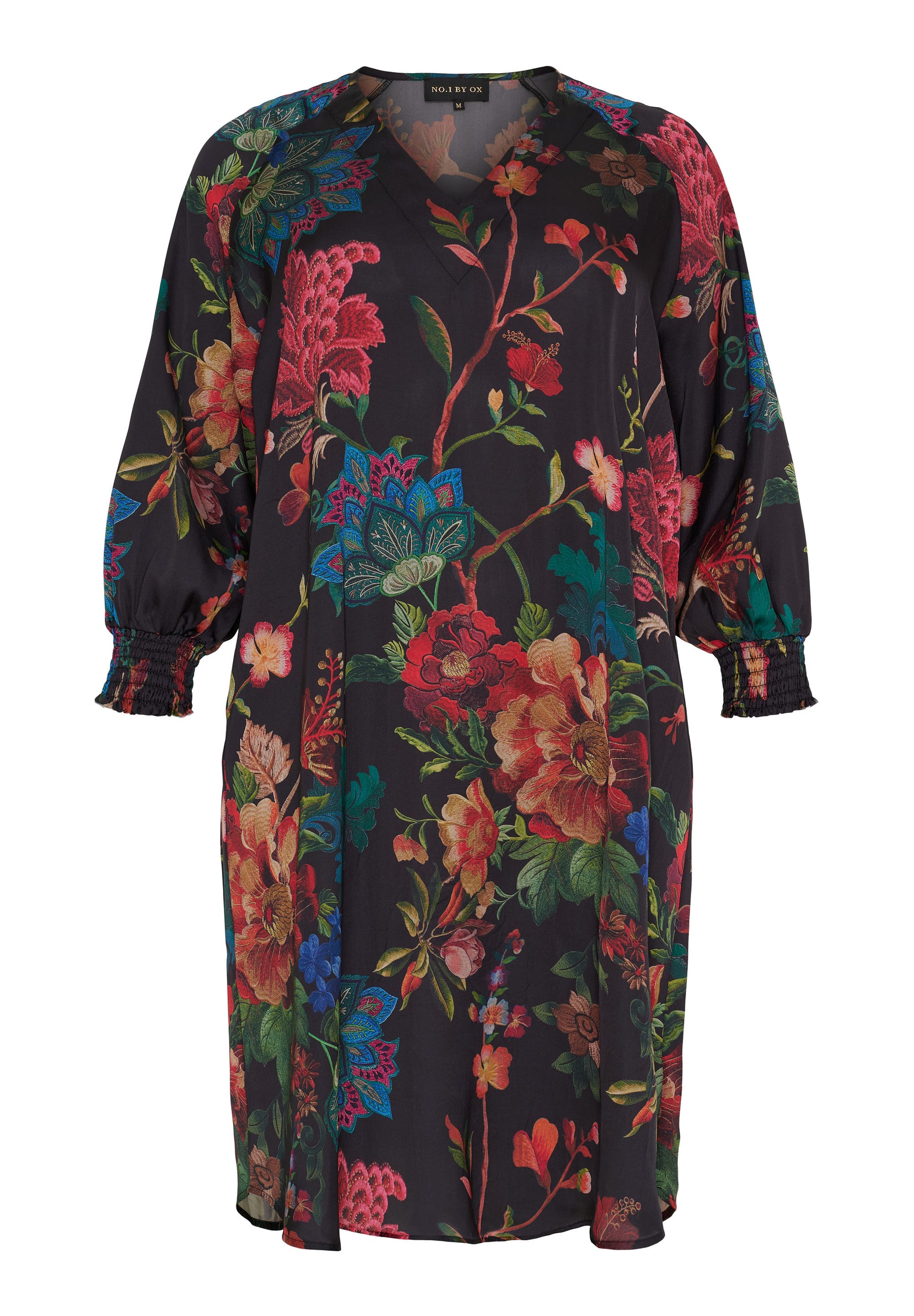 NO. 1 BY OX Elegant kjole Kjoler Black w multicolored flowers