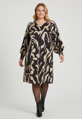 NO. 1 BY OX Elegant kjole Kjoler Sand/black animal print
