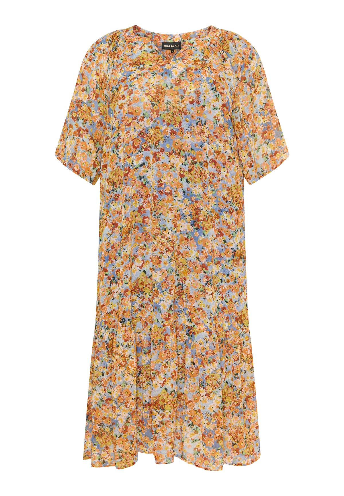 NO. 1 BY OX Elegant kjole i blomsterprint Kjoler Blå