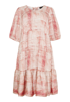 NO. 1 BY OX Elegant kjole med bindebånd Kjoler Light pink earth print
