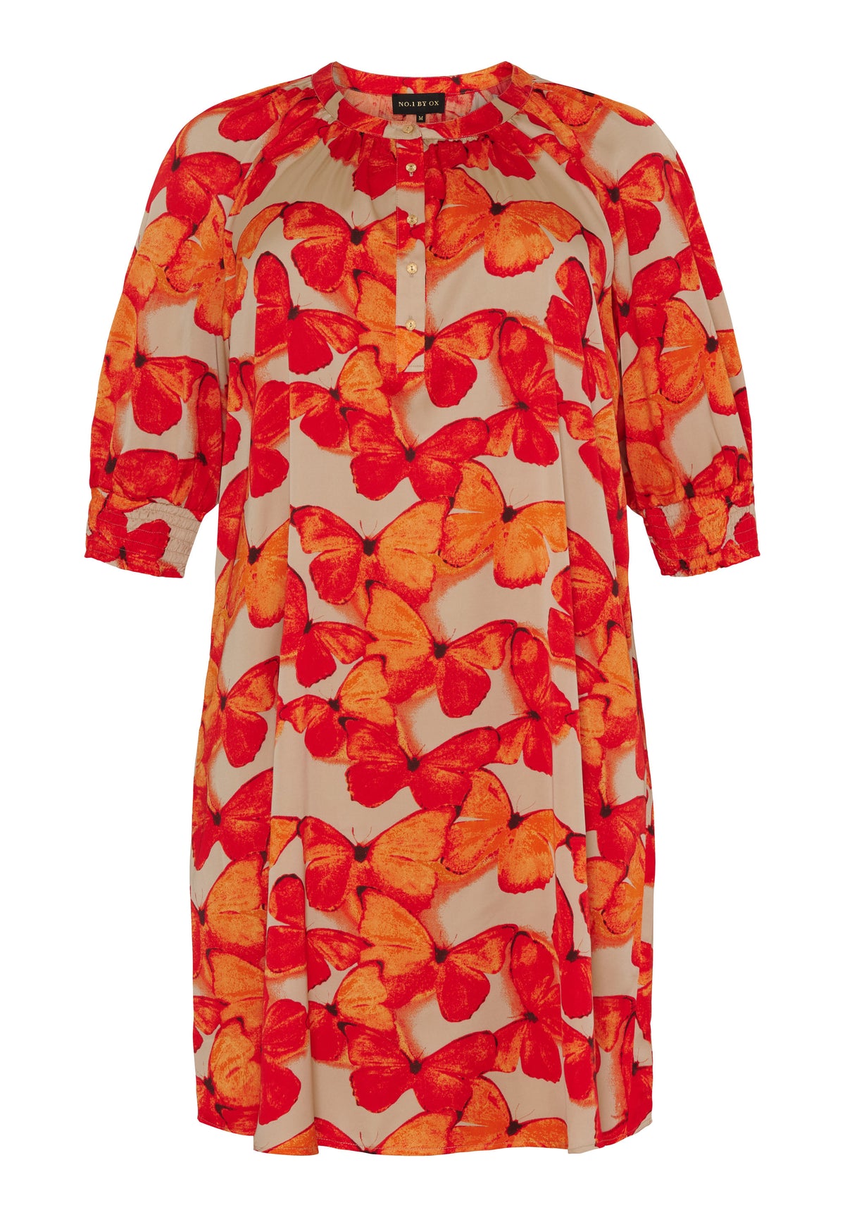 NO. 1 BY OX Elegant og feminin kjole Kjoler Beige w Red summer Orange butterflies