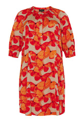 NO. 1 BY OX Elegant og feminin kjole Kjoler Beige w Red summer Orange butterflies