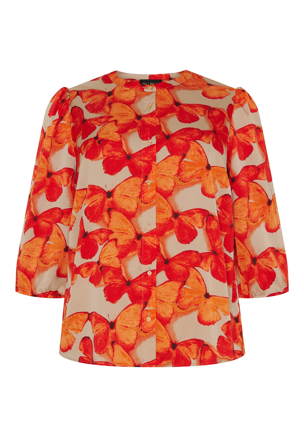 NO. 1 BY OX Elegant og feminin skjorte Skjorter Beige w Red summer Orange butterflies