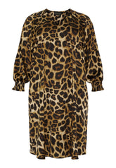 NO. 1 BY OX Elegant og klassisk kjole med leo print Kjoler Mocca Brown Leo Print