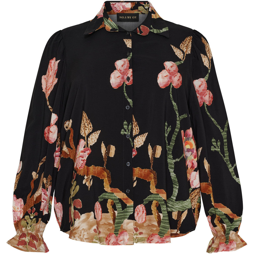 NO. 1 BY OX Elegant skjorte Bluser Black w Owl print