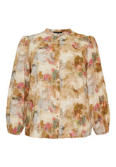 NO. 1 BY OX Elegant skjorte Skjorter Sand w watercolour flowers