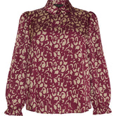 NO. 1 BY OX Elegant skjorte dekoreret med små glitrende sten Skjorter Warm Sand w Syrah Red graphic print
