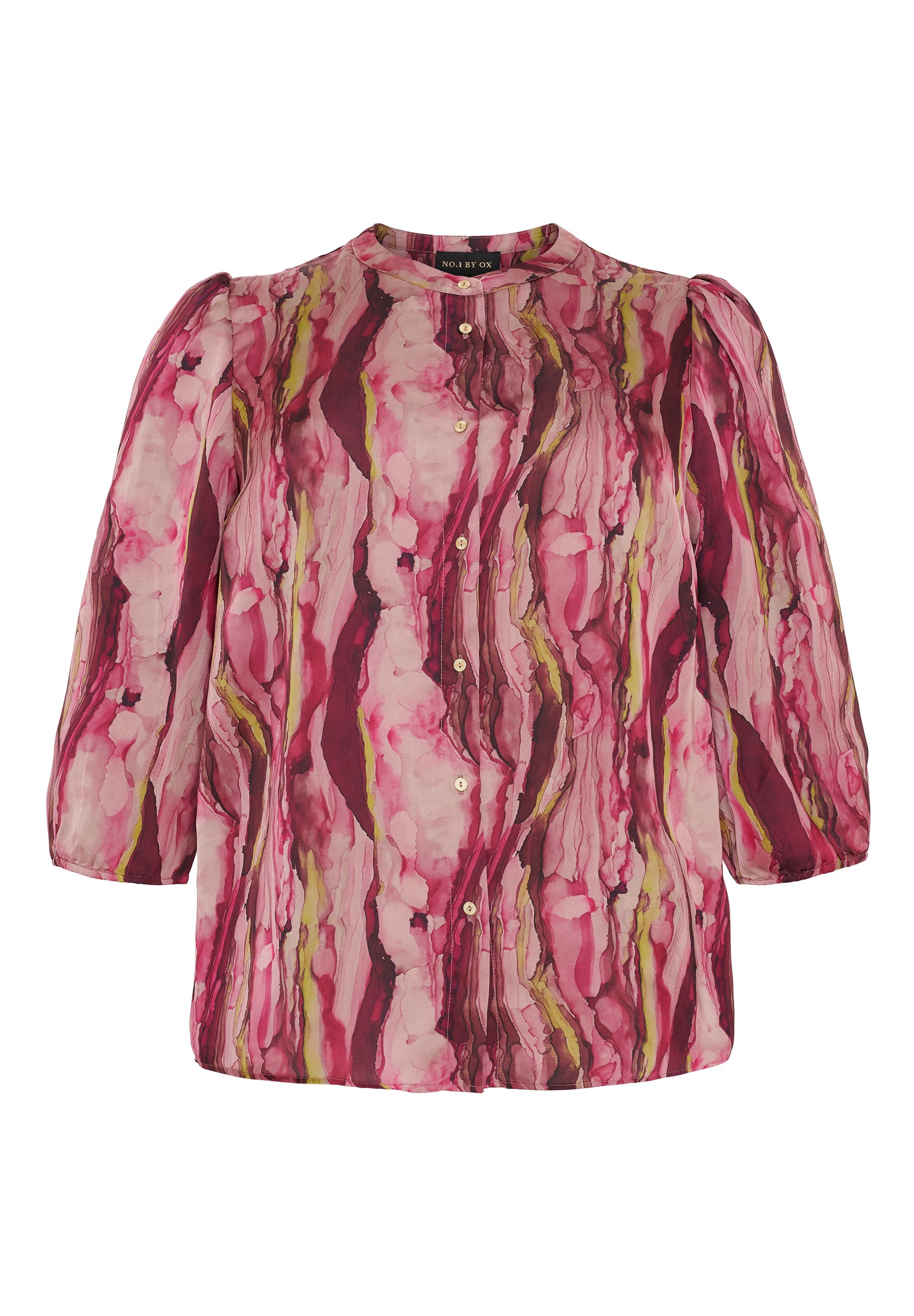 NO. 1 BY OX Elegant skjorte med 3/4 ærmer Skjorter Pink watercolour print