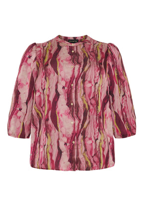 NO. 1 BY OX Elegant skjorte med 3/4 ærmer Skjorter Pink watercolour print