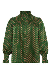 NO. 1 BY OX Elegant skjorte med prikker Skjorter Bottle Green w Camel Dots