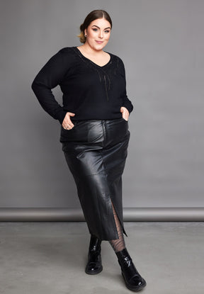 NO. 1 BY OX Elegant striktrøje Sweaters Sort