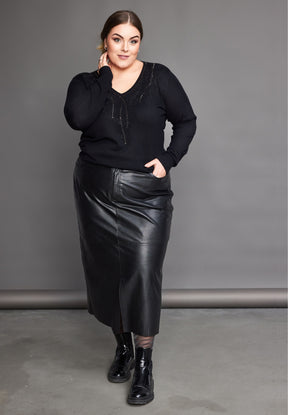 NO. 1 BY OX Elegant striktrøje Sweaters Sort