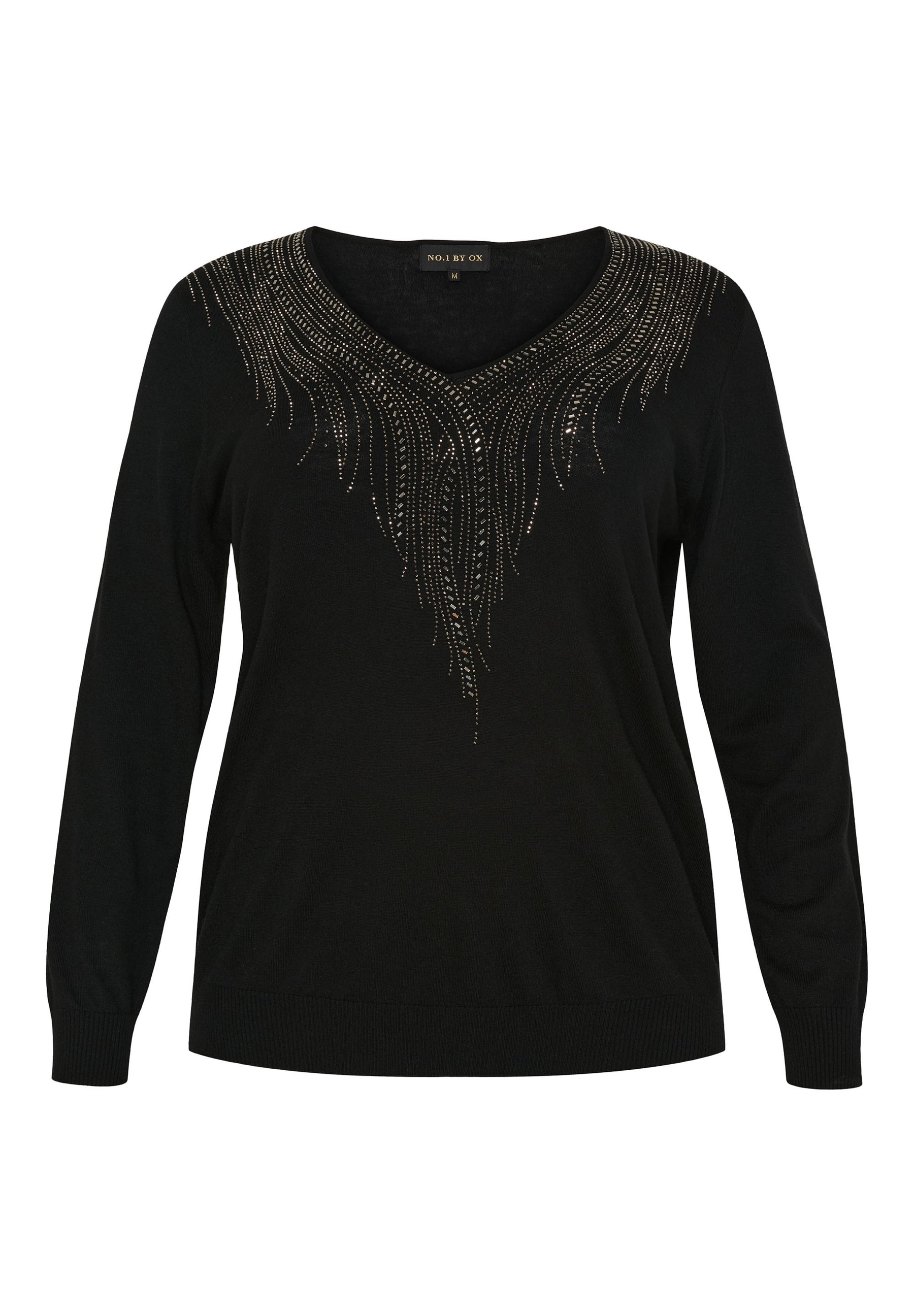 NO. 1 BY OX Elegant striktrøje Sweaters Sort