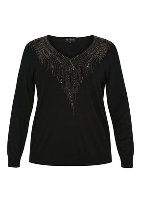 NO. 1 BY OX Elegant striktrøje Sweaters Sort