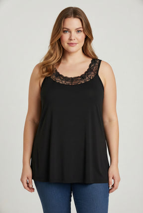 NO. 1 BY OX Elegant top med blonder Tops Sort