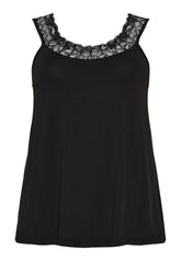 NO. 1 BY OX Elegant top med blonder Tops Sort