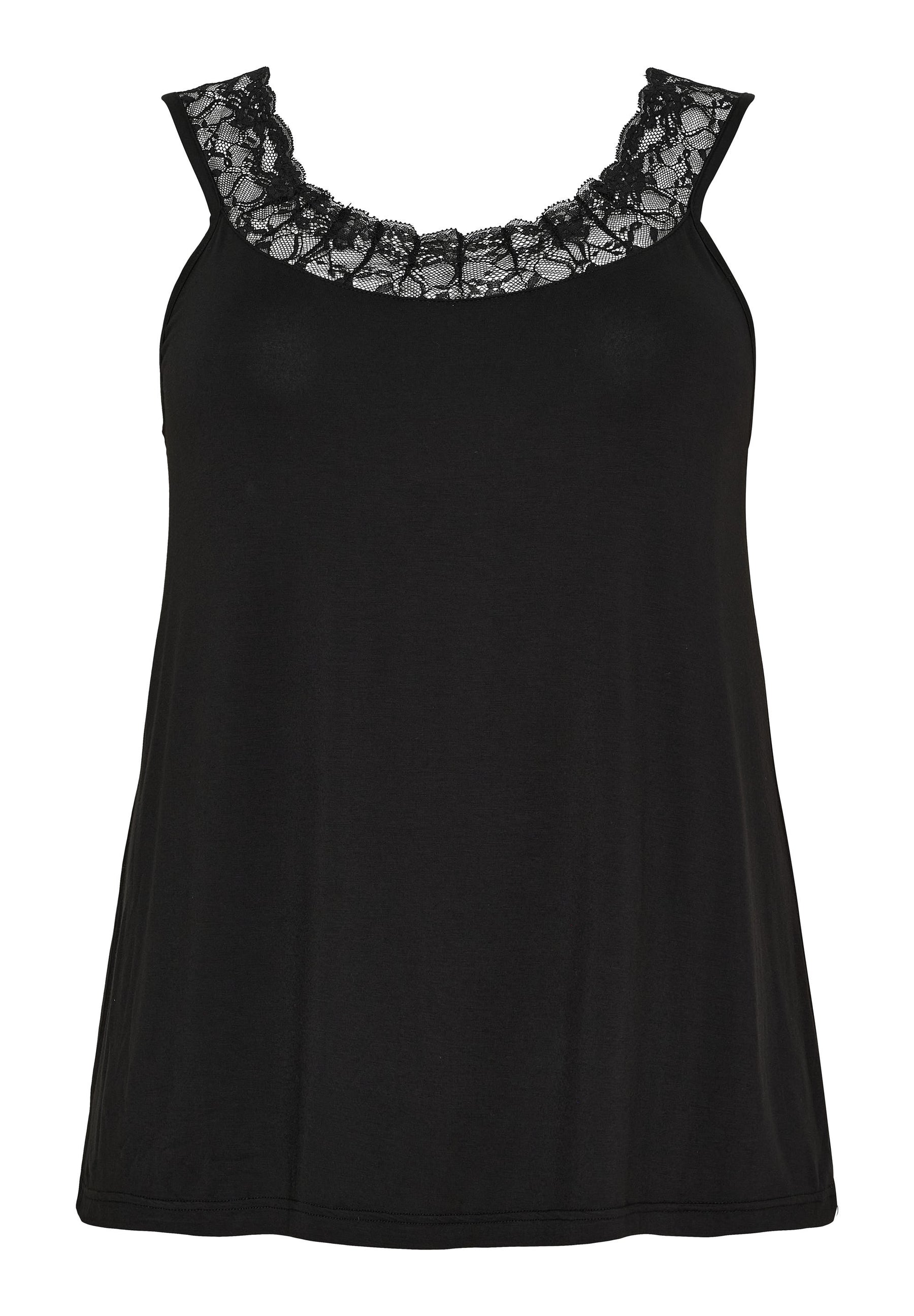 NO. 1 BY OX Elegant top med blonder Tops Sort