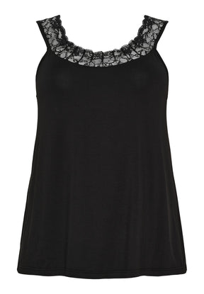 NO. 1 BY OX Elegant top med blonder Tops Sort