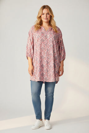 NO. 1 BY OX Elegant tunika Kjoler Pink paisley print