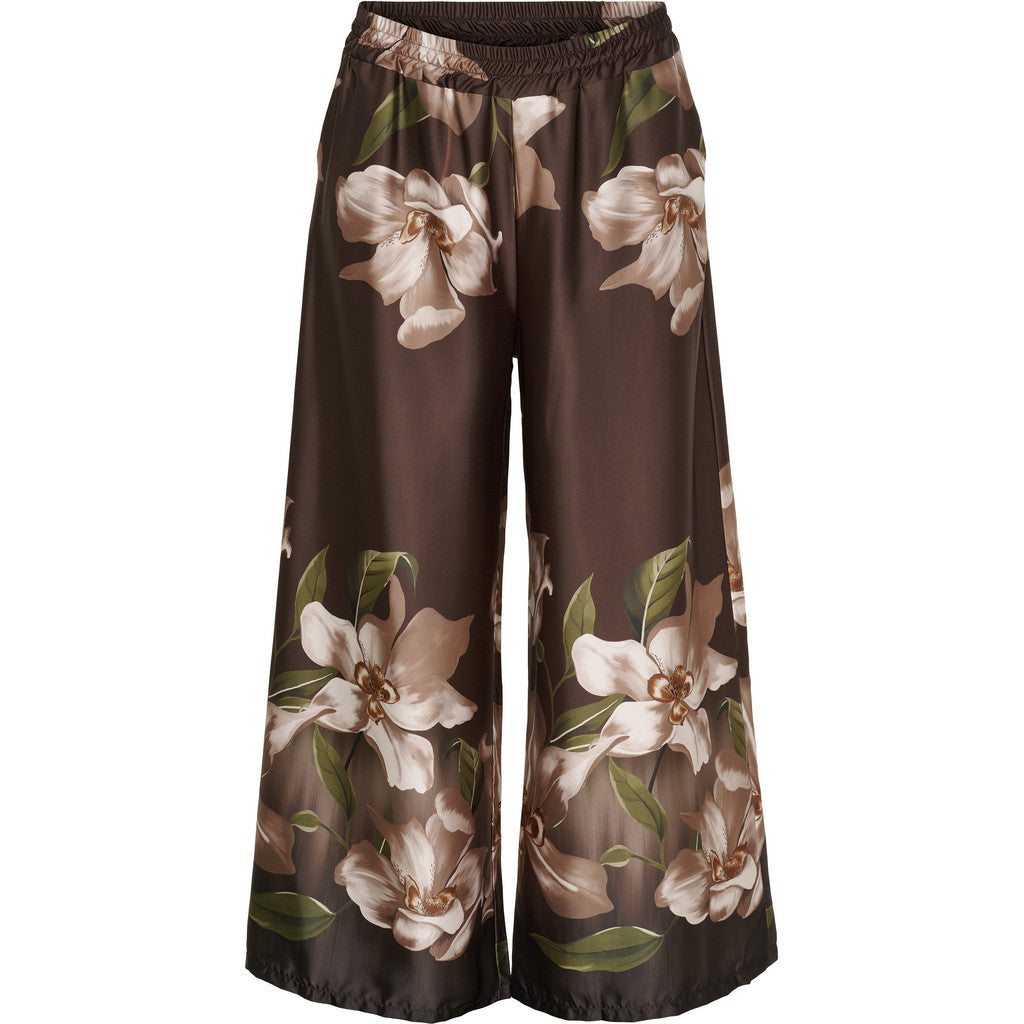 NO. 1 BY OX Elegante bukser med vidde Bukser Dark Brown w Big Flowers
