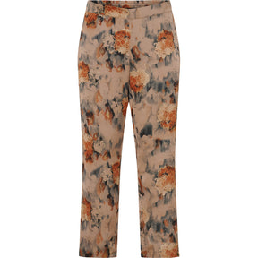 NO. 1 BY OX Elegante løse bukser Bukser Warm sand w Apricot flowers and gold foil