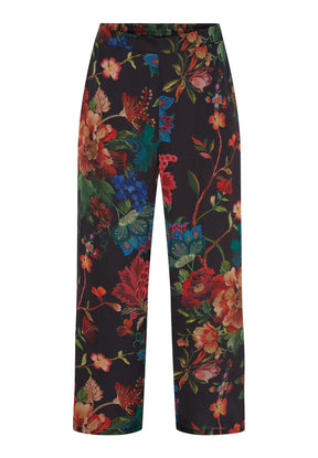 NO. 1 BY OX Elegante løse bukser Bukser Black w multicolored flowers