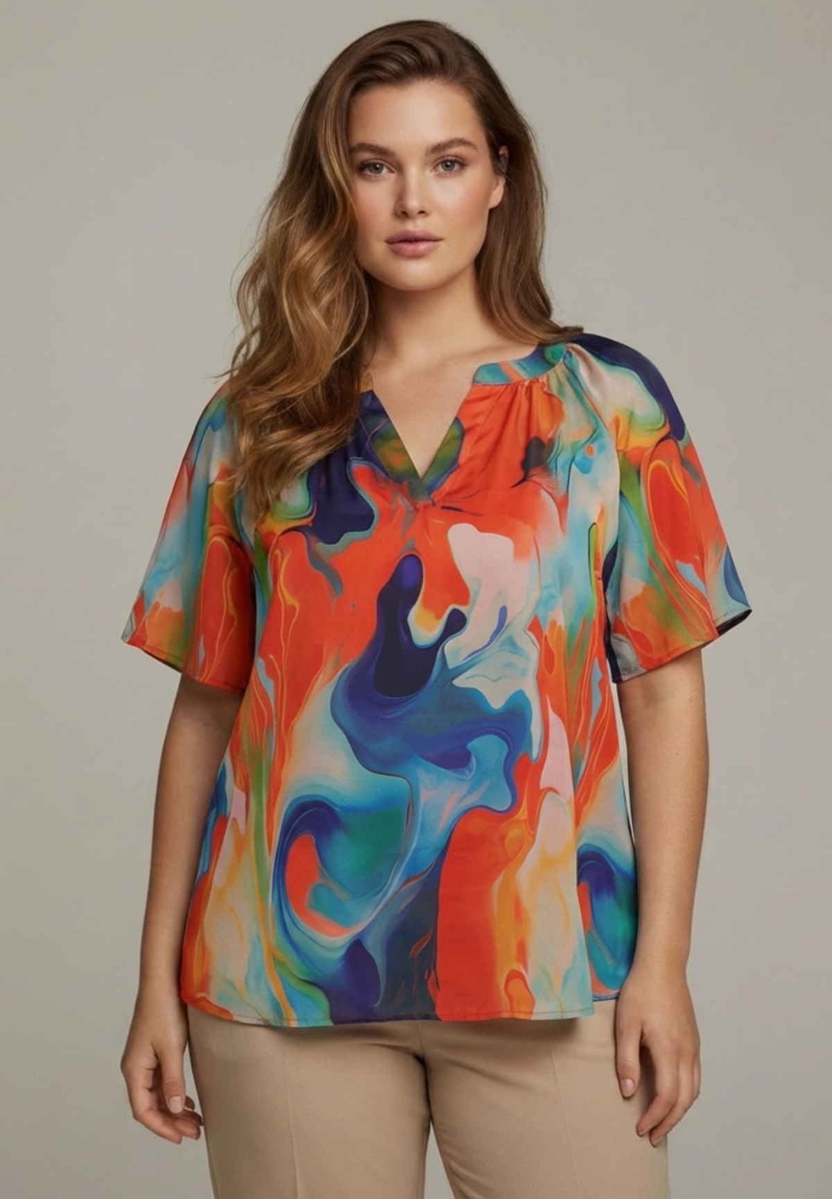 NO. 1 BY OX Farverig bluse Bluser Multi Coloured Graphic print
