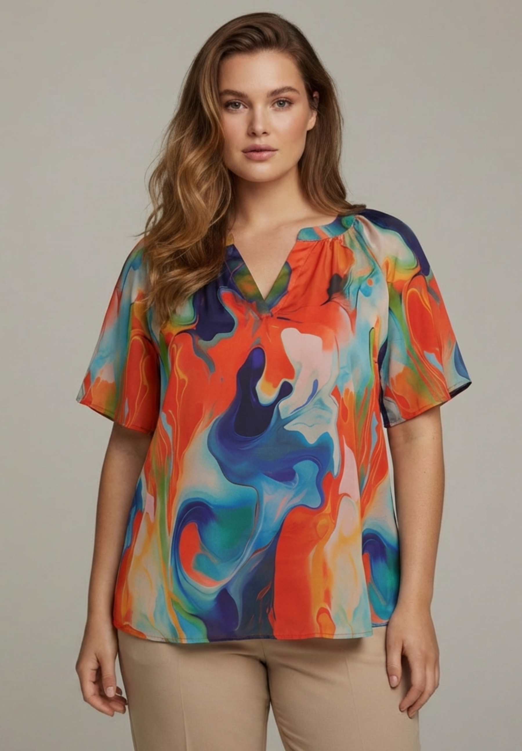 NO. 1 BY OX Farverig bluse Bluser Multi Coloured Graphic print