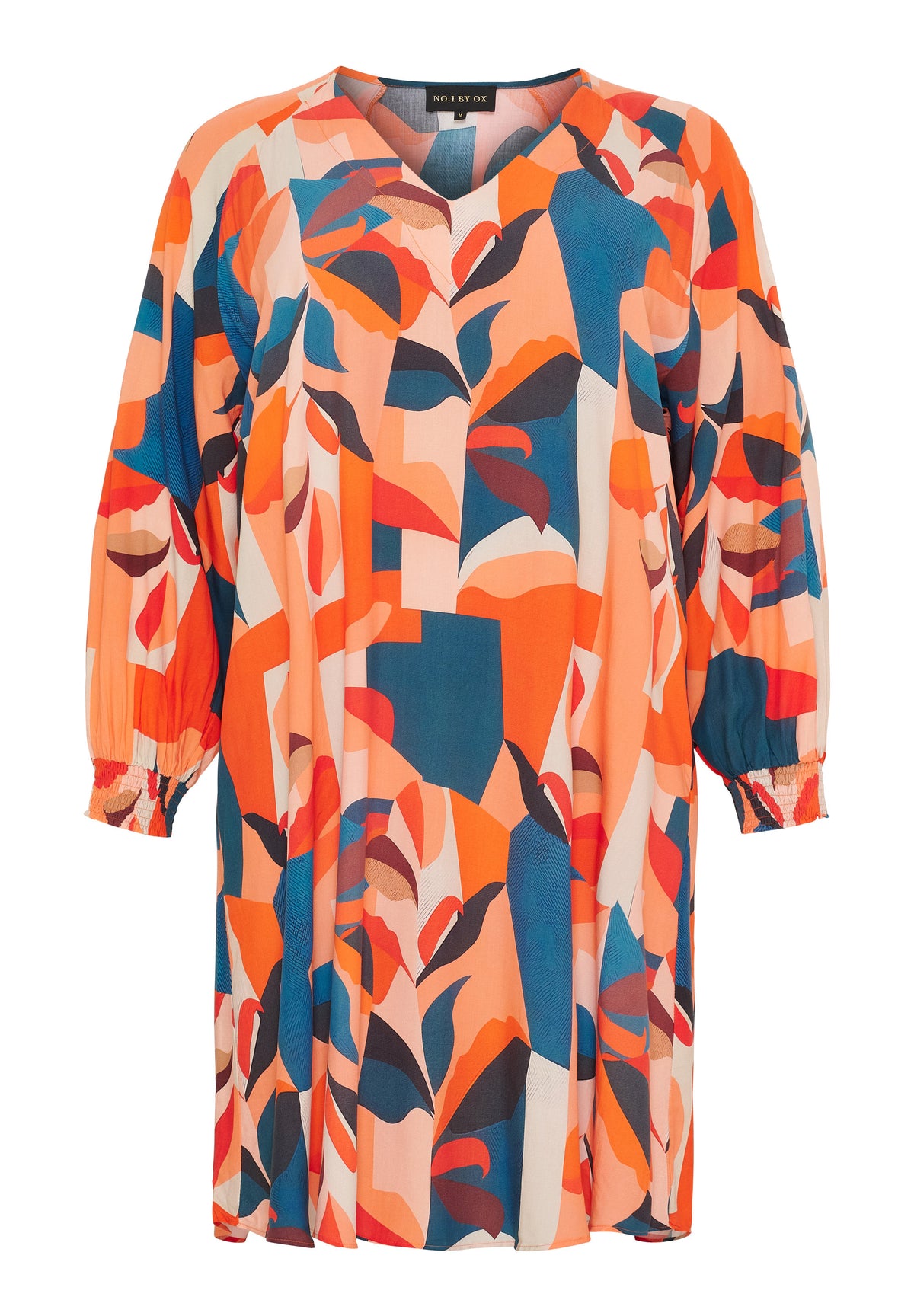 NO. 1 BY OX Farverig kjole Kjoler Graphic orange and blue pattern