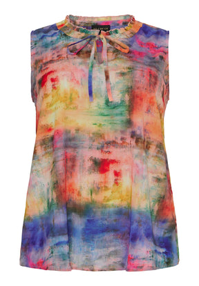 NO. 1 BY OX Farverig top med flæsekant Tops Multicolored print