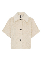 NOTYZ Faux fur jakke med korte ærmer Jakker Beige
