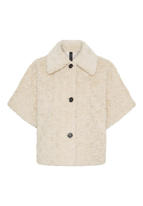 NOTYZ Faux fur jakke med korte ærmer Jakker Beige