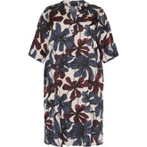 NO. 1 BY OX Feminin kjole i smukt blomsterprint Kjoler Cream White W big Blue, Decadent Chocolate Flowers