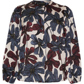 NO. 1 BY OX Feminin skjorte Skjorter Cream White W big Blue, Decadent Chocolate Flowers