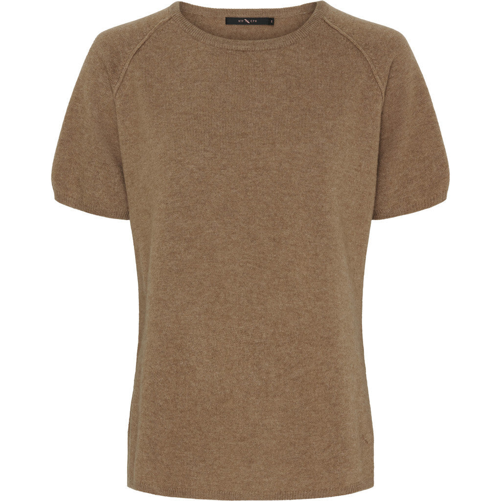 BTFCPH Finstrikket t-shirt i cashmere blanding Knit Light Brown Melange