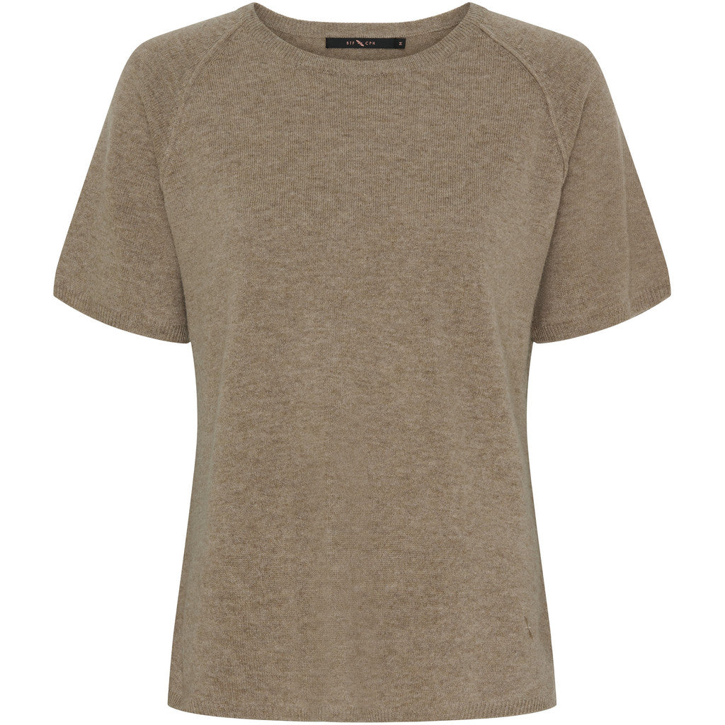 BTFCPH Finstrikket t-shirt i cashmere blanding Knit Taupe Melange