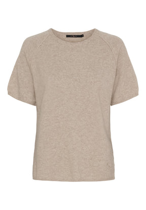BTFCPH Finstrikket t-shirt i cashmere blanding Pullovers Cream Melange
