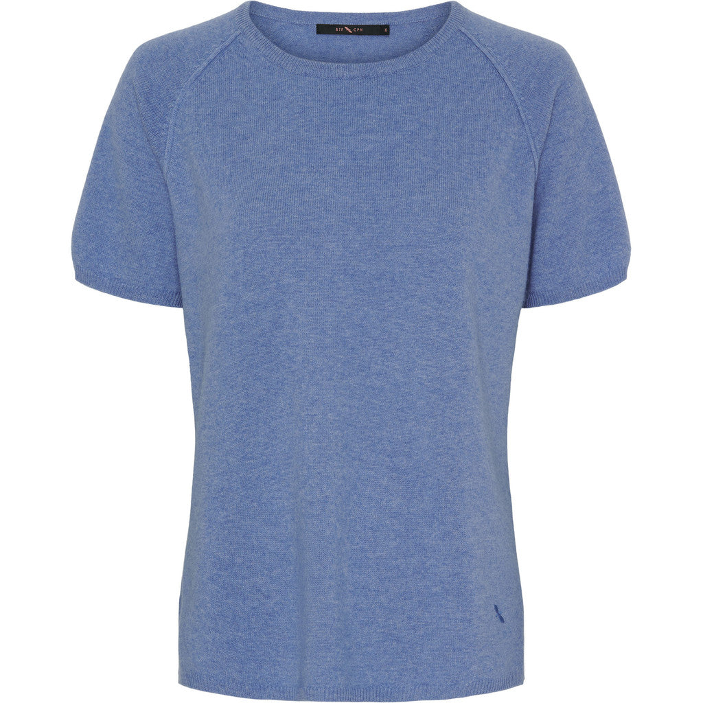 BTFCPH Finstrikket t-shirt i cashmere blanding Pullovers Denim Melange