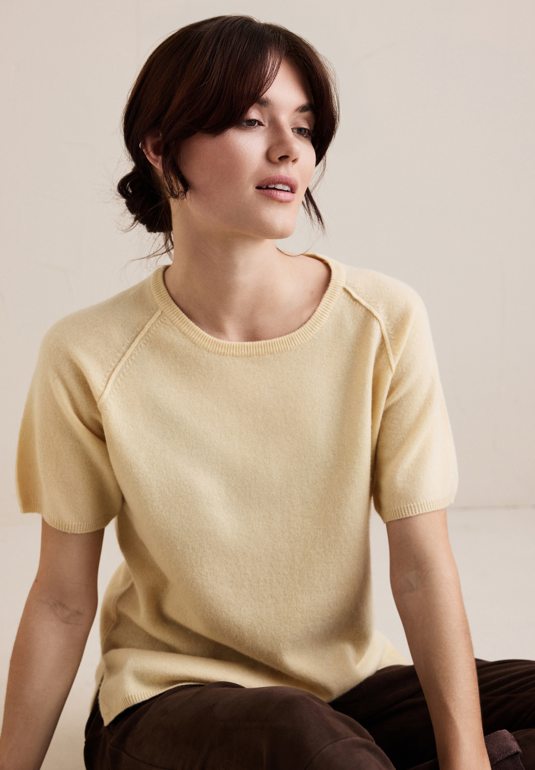 BTFCPH Finstrikket t-shirt i cashmere blanding Pullovers French Vanilla