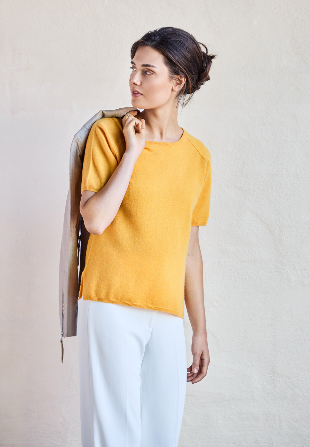 BTFCPH Finstrikket t-shirt i cashmere blanding Pullovers Gul