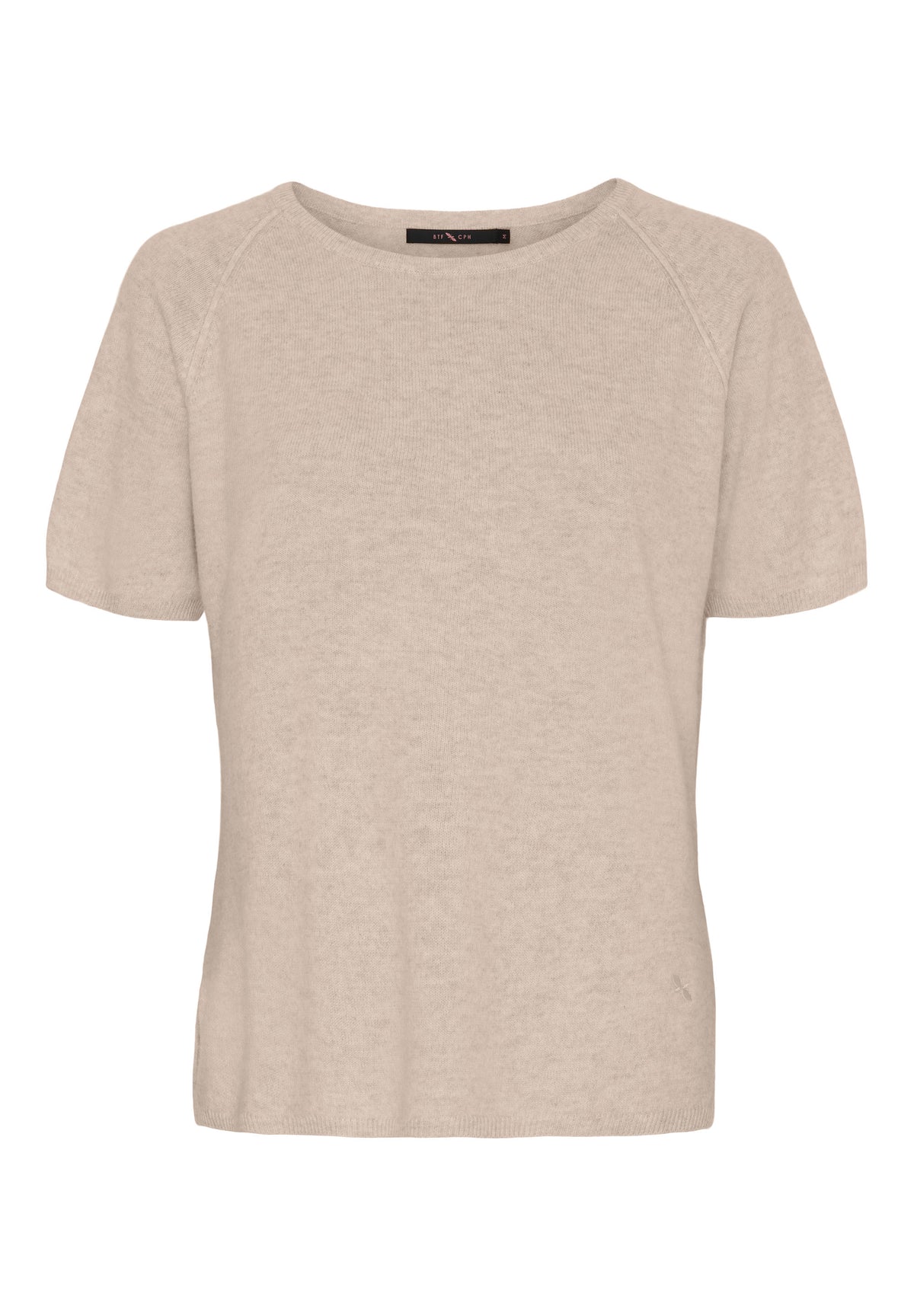 BTFCPH Finstrikket t-shirt i cashmere blanding Pullovers Natural Beige Melange