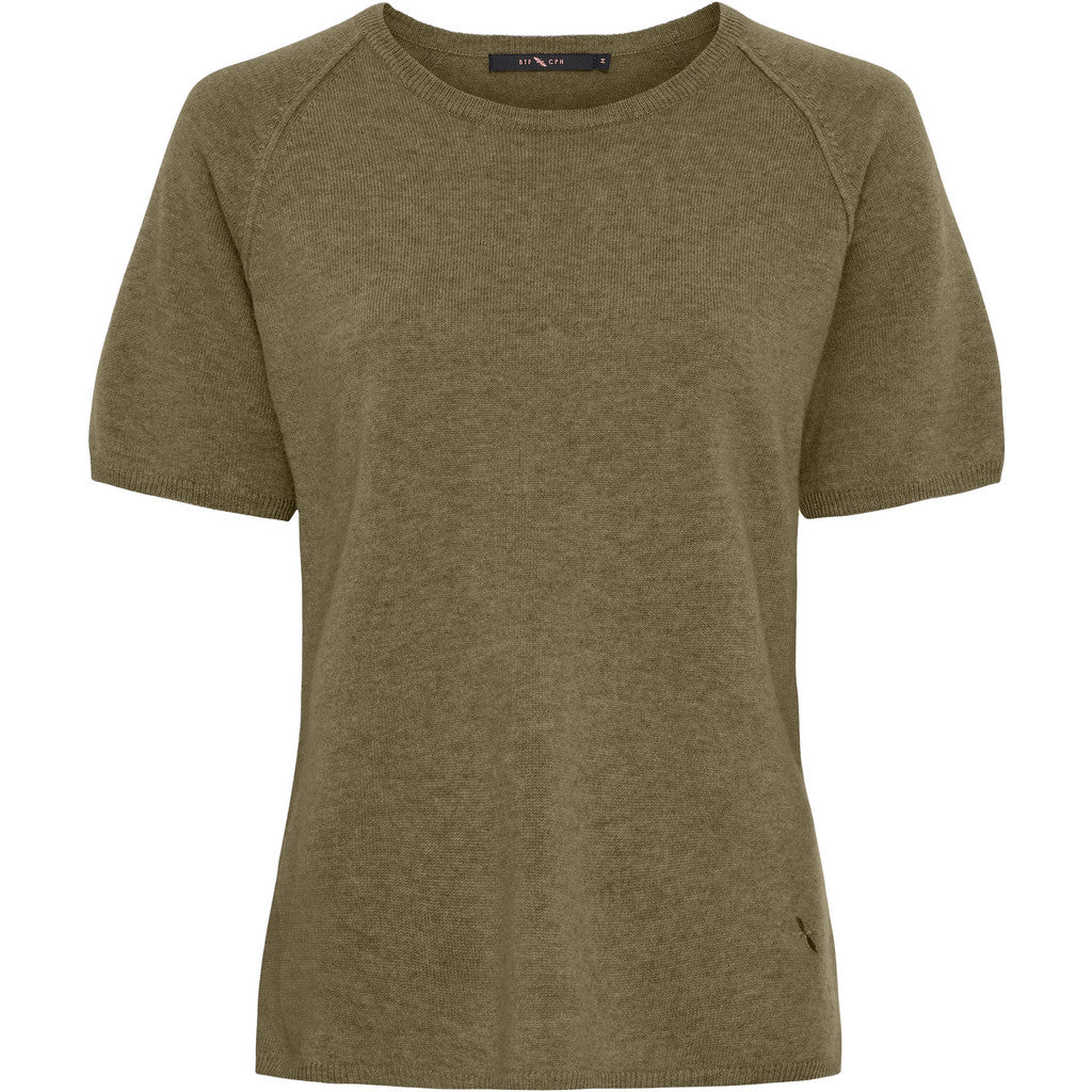 BTFCPH Finstrikket t-shirt i cashmere blanding Pullovers Olive Brown Melange