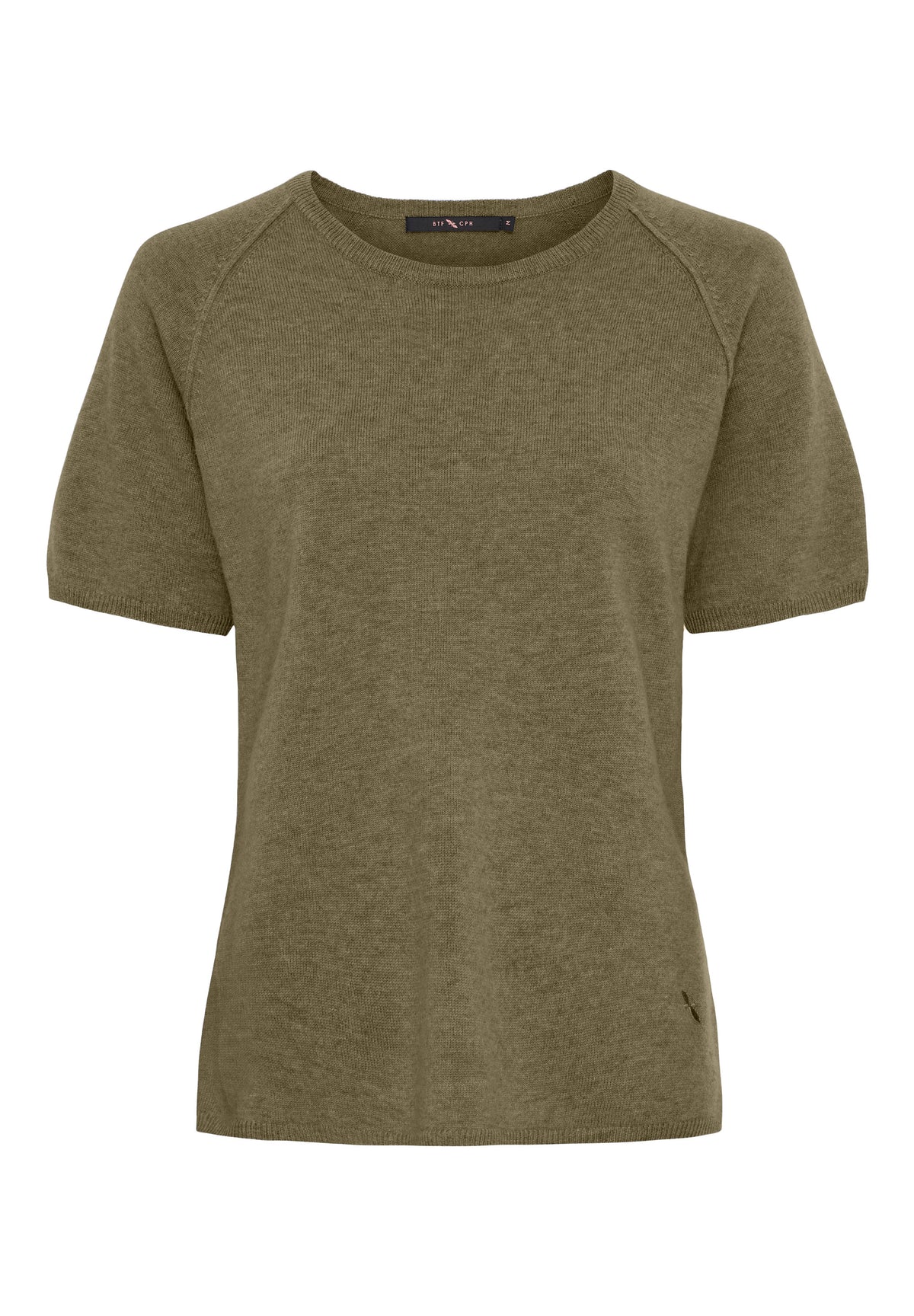 BTFCPH Finstrikket t-shirt i cashmere blanding Pullovers Olive Brown Melange