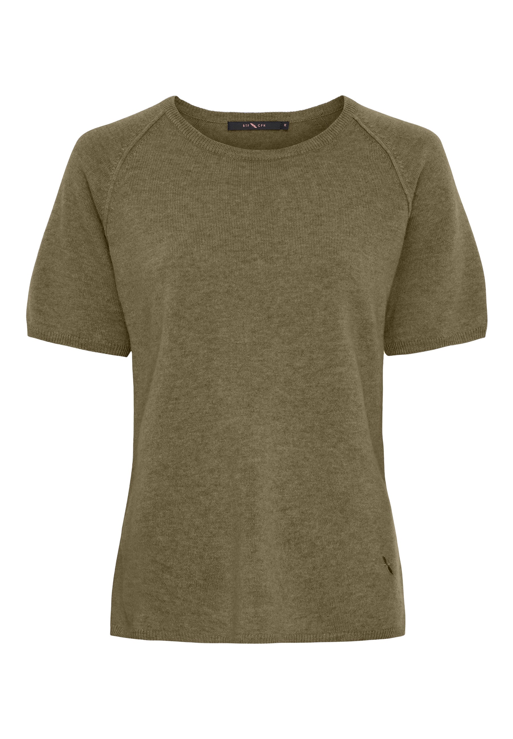 BTFCPH Finstrikket t-shirt i cashmere blanding Pullovers Olive Brown Melange