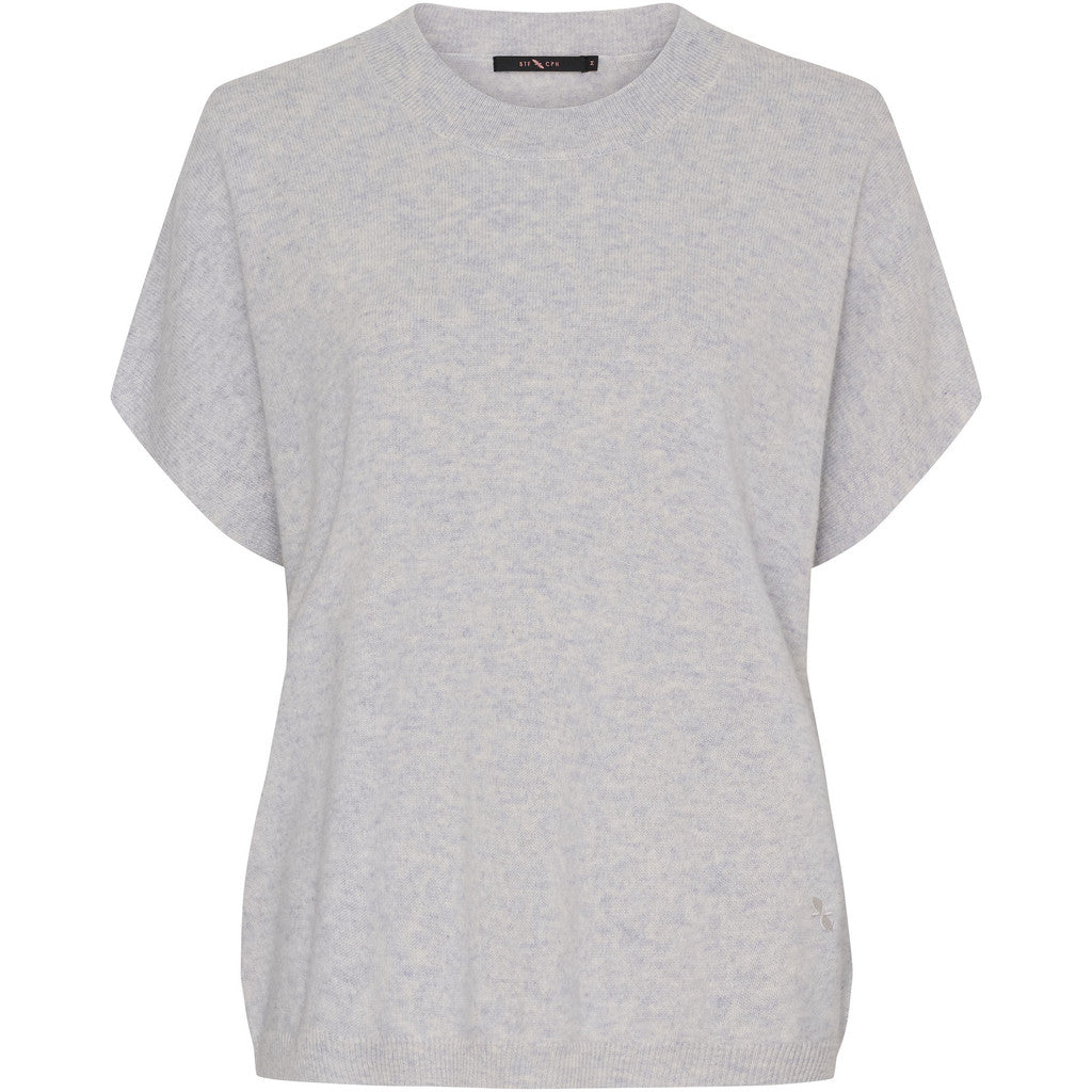 BTFCPH Finstrikket t-shirt i cashmere blanding Pullovers Baby Blue Melange