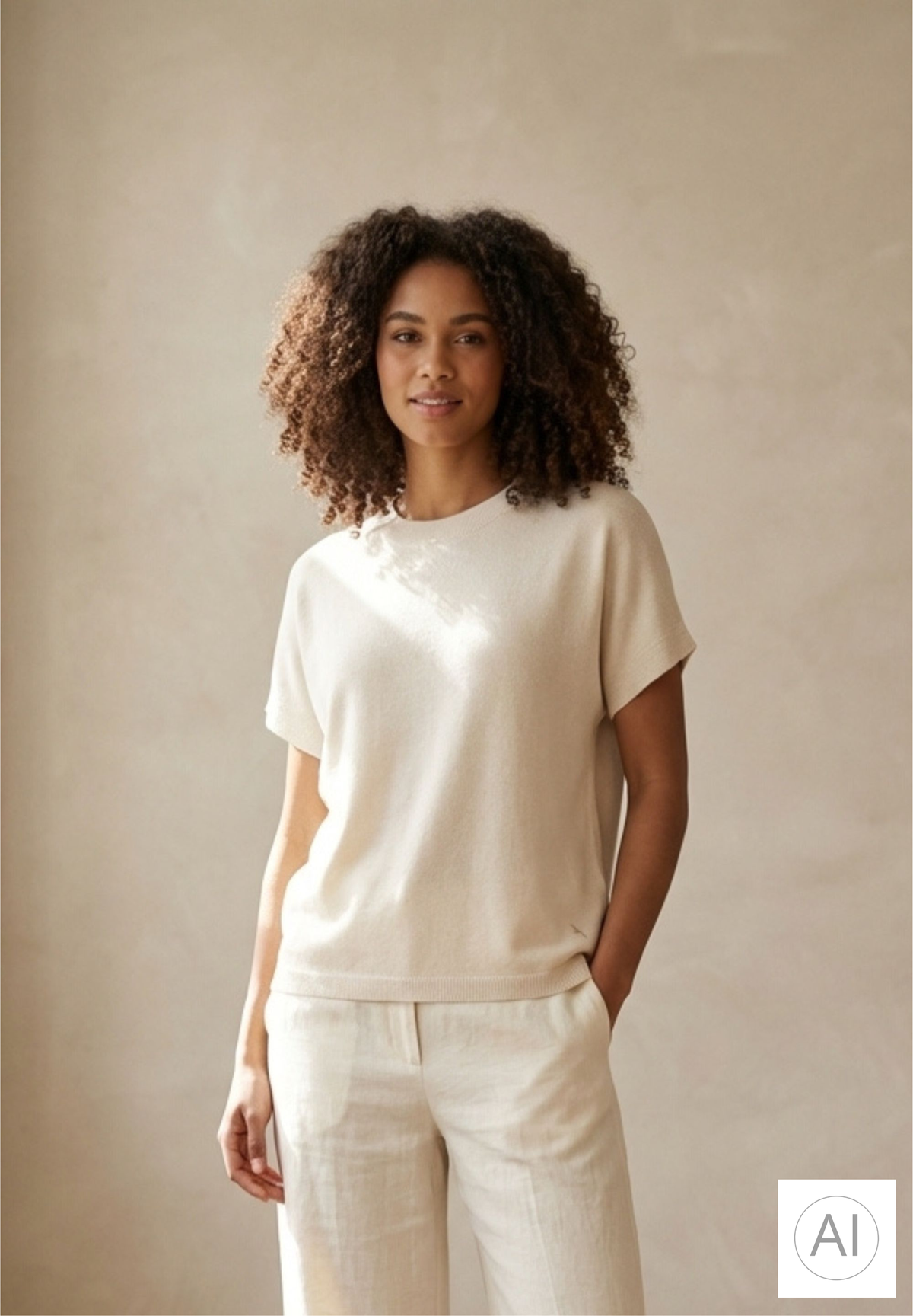 BTFCPH Finstrikket t-shirt i cashmere blanding Pullovers Ivory Melange