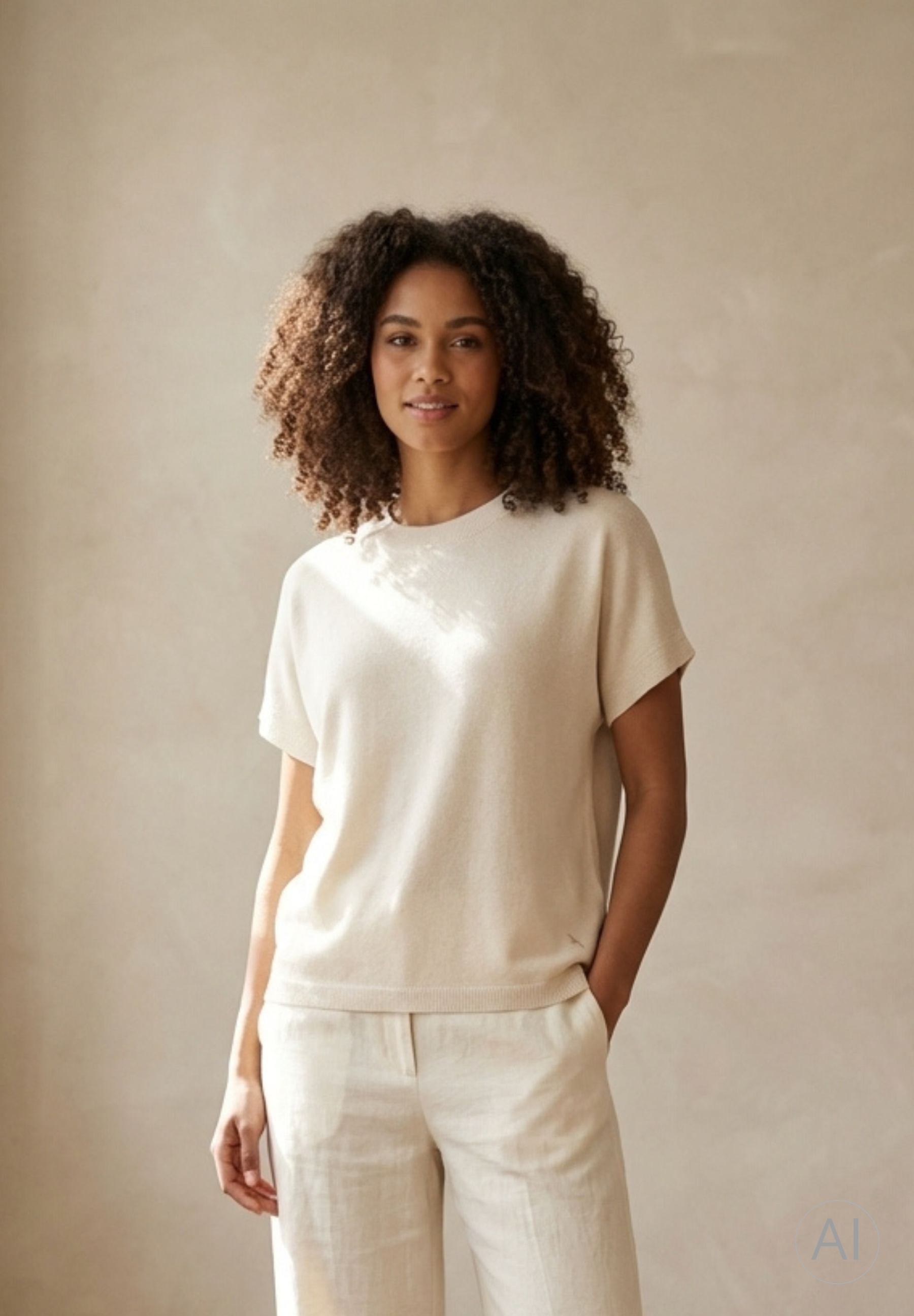 BTFCPH Finstrikket t-shirt i cashmere blanding Pullovers Ivory Melange